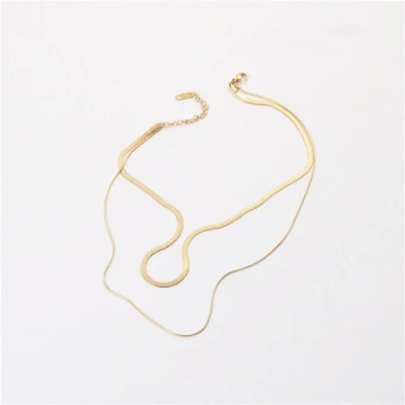 🍀Free with a min of $200 A beautiful snake link double necklace 2/$70 - Picture 4 of 5